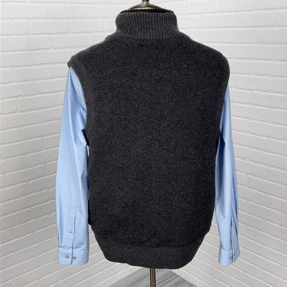 Banana Republic Sweater Vest Mens Large Gray Knit Zip Wool Nylon Sherpa Classic - Picture 4 of 9